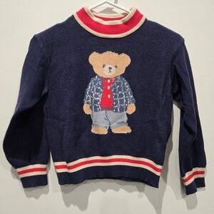Navy Teddy Bear Knit Sweater — Kids